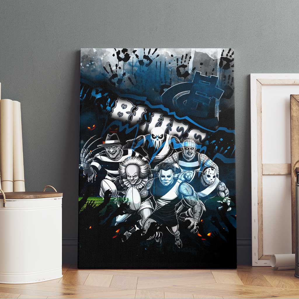 Step Into Horror Domain Blues Football Canvas Wall Art Halloween Horror Movie Characters - Aussie Hoodie
