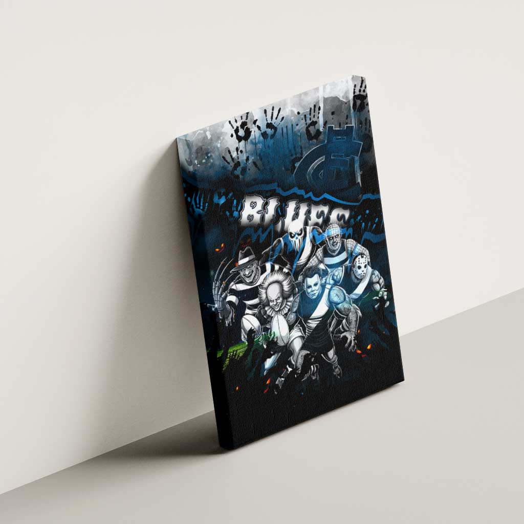 Step Into Horror Domain Blues Football Canvas Wall Art Halloween Horror Movie Characters - Aussie Hoodie