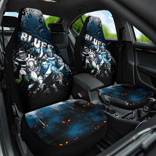 Step Into Horror Domain Blues Football Car Seat Cover Halloween Horror Movie Characters - Aussie Hoodie
