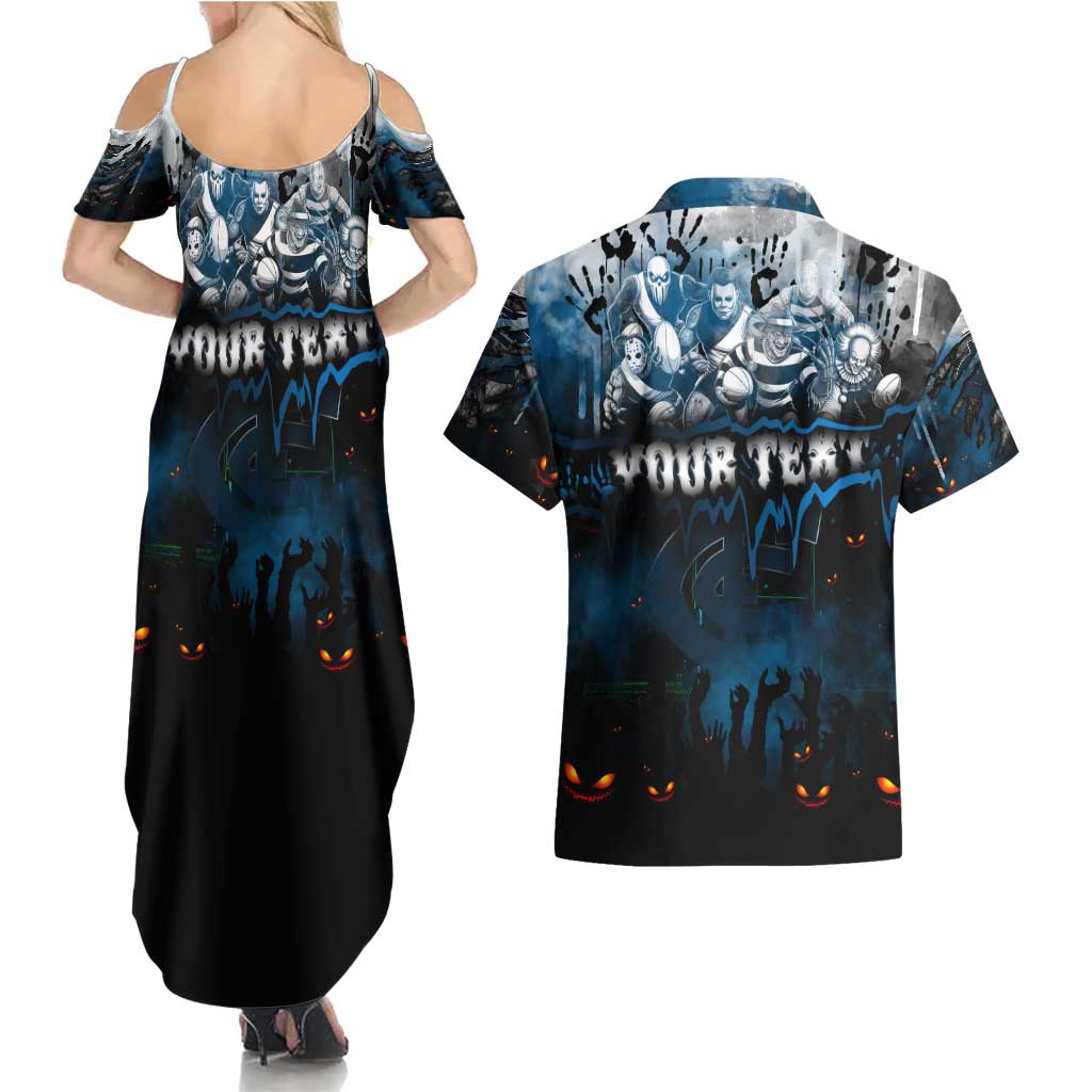 Step Into Horror Domain Blues Football Couples Matching Summer Maxi Dress and Hawaiian Shirt Halloween Horror Movie Characters - Aussie Hoodie