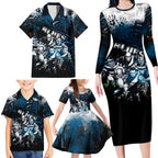 Step Into Horror Domain Blues Football Family Matching Long Sleeve Bodycon Dress and Hawaiian Shirt Halloween Horror Movie Characters - Aussie Hoodie