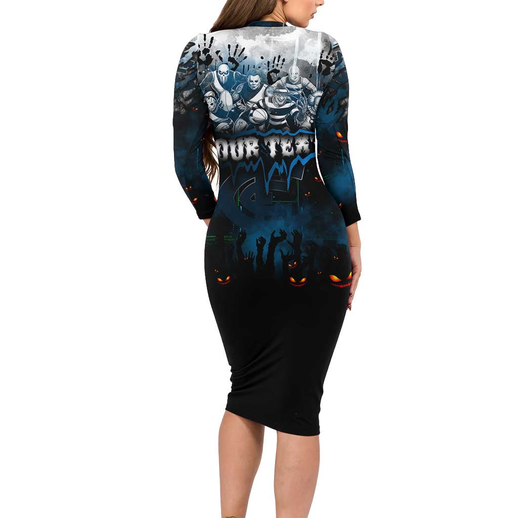 Step Into Horror Domain Blues Football Family Matching Long Sleeve Bodycon Dress and Hawaiian Shirt Halloween Horror Movie Characters - Aussie Hoodie