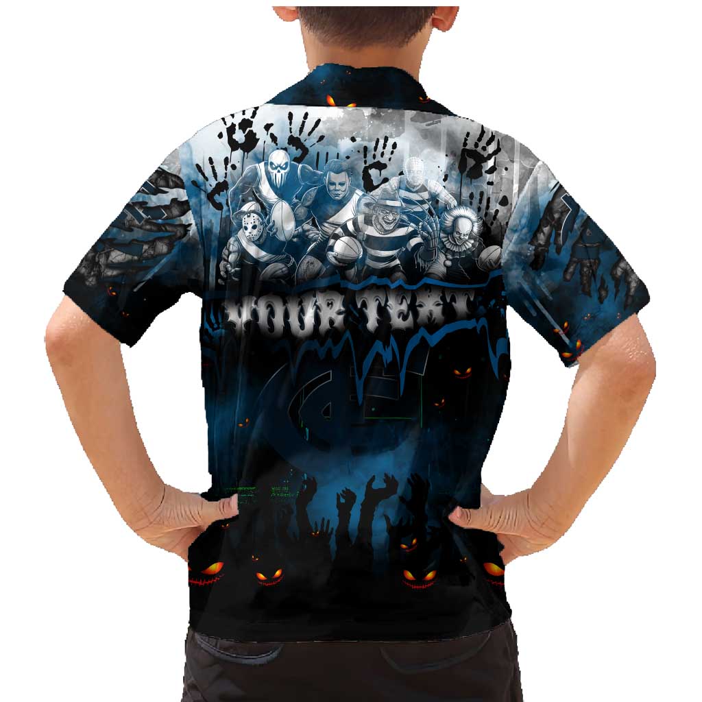 Step Into Horror Domain Blues Football Family Matching Mermaid Dress and Hawaiian Shirt Halloween Horror Movie Characters - Aussie Hoodie