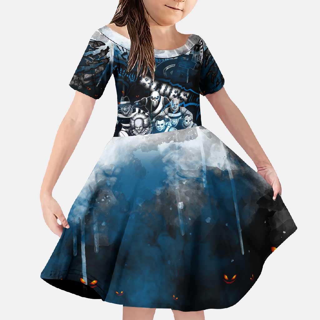 Step Into Horror Domain Blues Football Family Matching Mermaid Dress and Hawaiian Shirt Halloween Horror Movie Characters - Aussie Hoodie