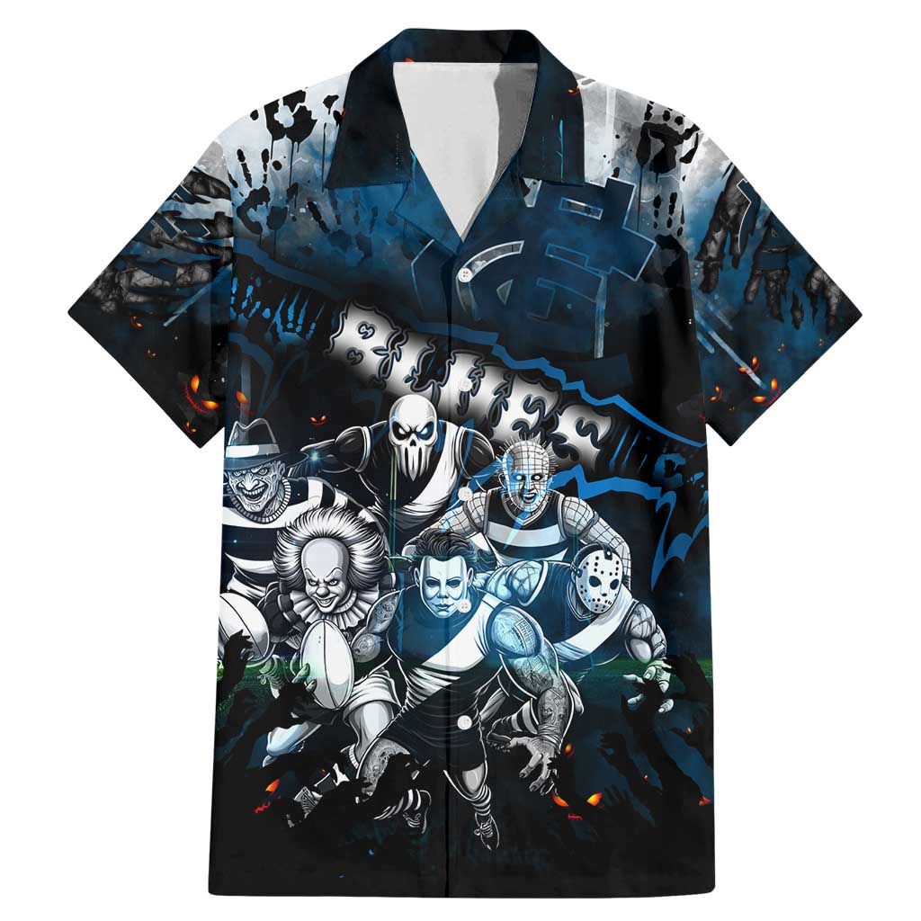 Step Into Horror Domain Blues Football Family Matching Mermaid Dress and Hawaiian Shirt Halloween Horror Movie Characters - Aussie Hoodie