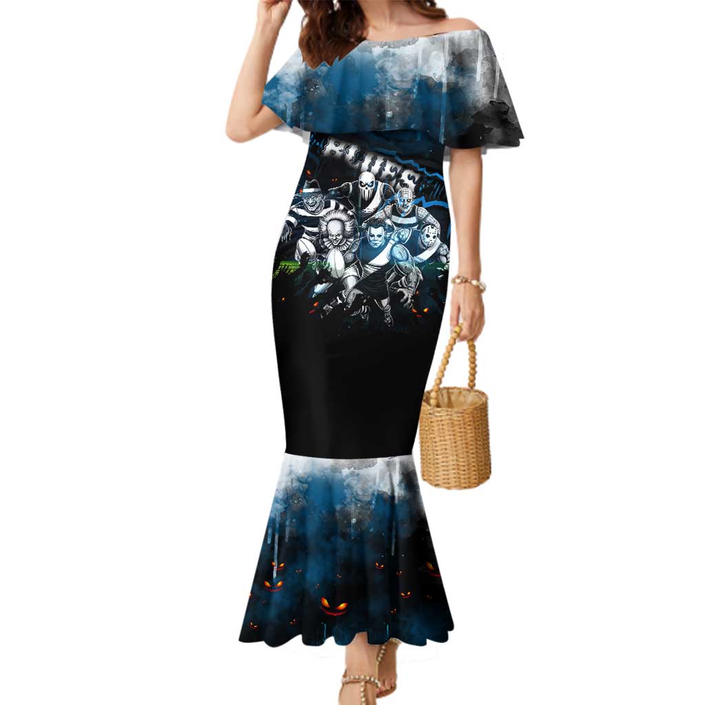Step Into Horror Domain Blues Football Family Matching Mermaid Dress and Hawaiian Shirt Halloween Horror Movie Characters - Aussie Hoodie