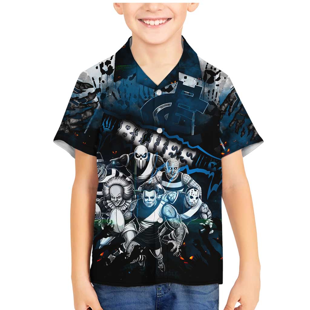 Step Into Horror Domain Blues Football Family Matching Mermaid Dress and Hawaiian Shirt Halloween Horror Movie Characters - Aussie Hoodie