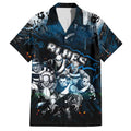 Step Into Horror Domain Blues Football Family Matching Off Shoulder Short Dress and Hawaiian Shirt Halloween Horror Movie Characters - Aussie Hoodie