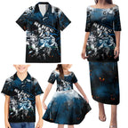 Step Into Horror Domain Blues Football Family Matching Puletasi and Hawaiian Shirt Halloween Horror Movie Characters - Aussie Hoodie
