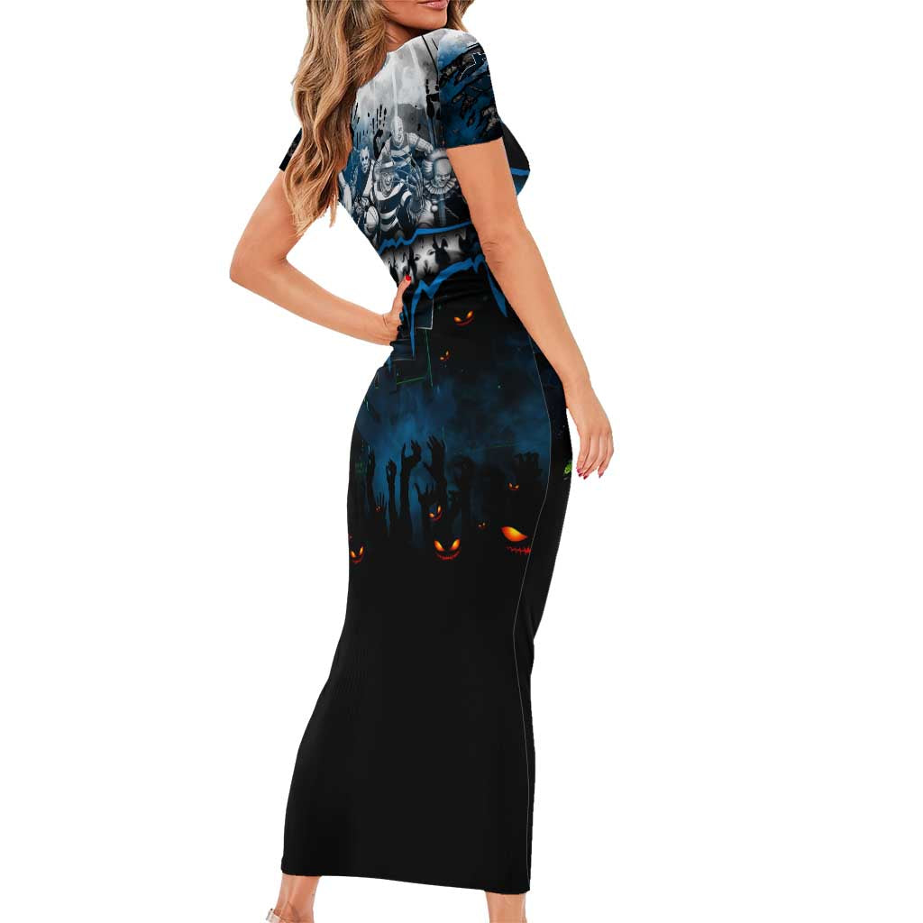 Step Into Horror Domain Blues Football Family Matching Short Sleeve Bodycon Dress and Hawaiian Shirt Halloween Horror Movie Characters - Aussie Hoodie