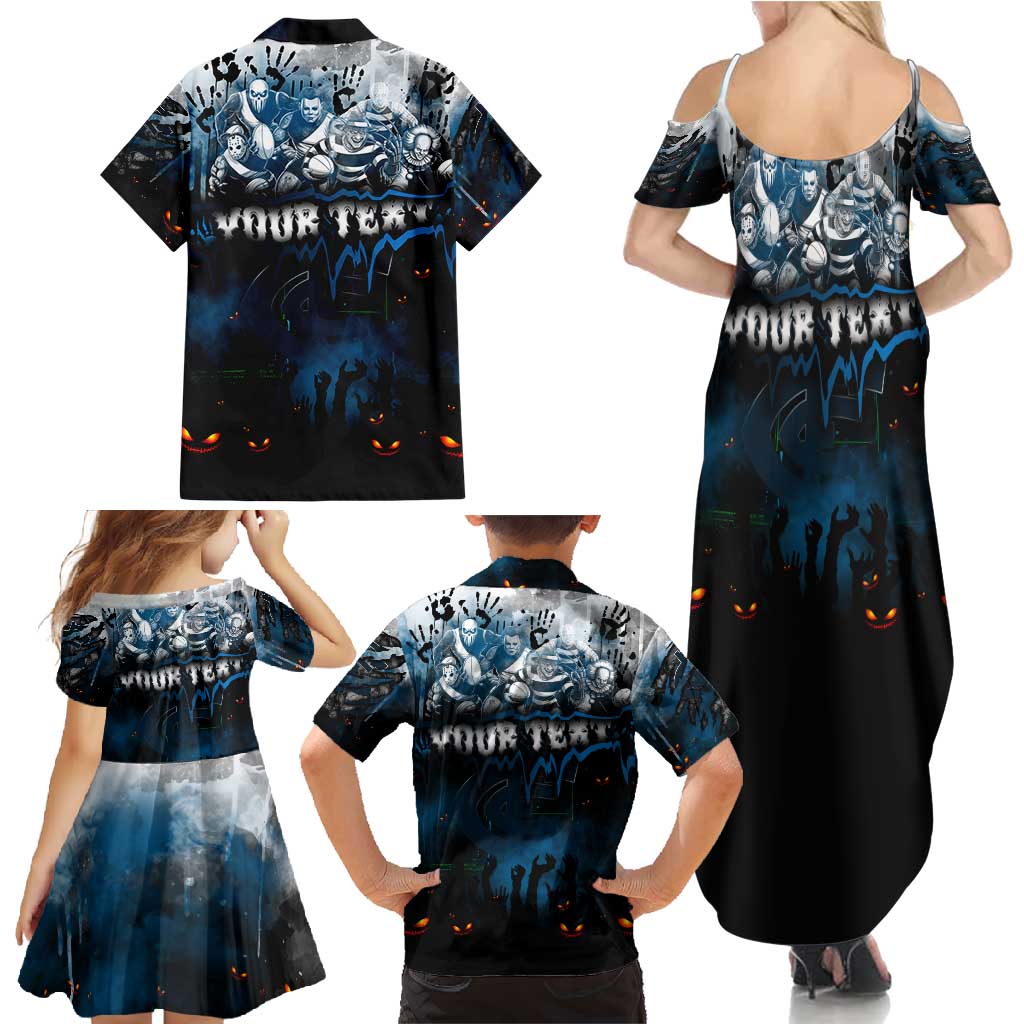 Step Into Horror Domain Blues Football Family Matching Summer Maxi Dress and Hawaiian Shirt Halloween Horror Movie Characters - Aussie Hoodie