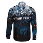 Step Into Horror Domain Blues Football Family Matching Summer Maxi Dress and Hawaiian Shirt Halloween Horror Movie Characters - Aussie Hoodie