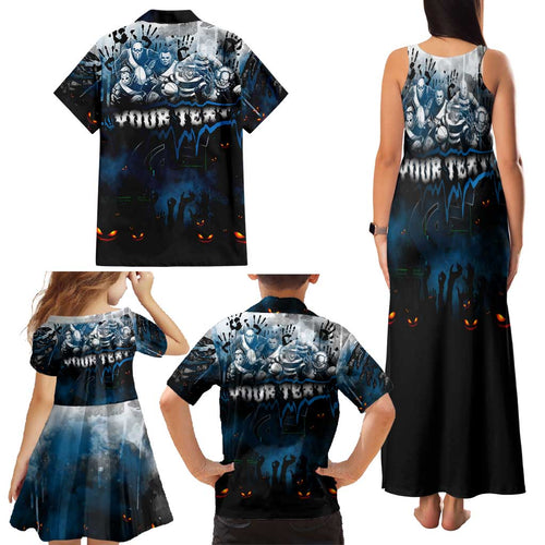Step Into Horror Domain Blues Football Family Matching Tank Maxi Dress and Hawaiian Shirt Halloween Horror Movie Characters - Aussie Hoodie