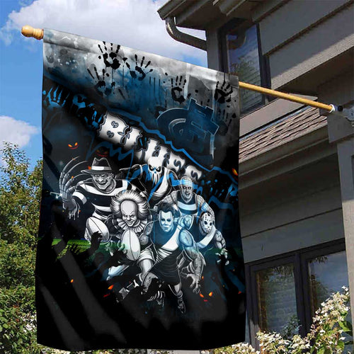 Step Into Horror Domain Blues Football Garden Flag Halloween Horror Movie Characters - Aussie Hoodie