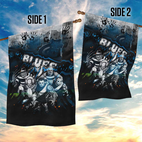 Step Into Horror Domain Blues Football Garden Flag Halloween Horror Movie Characters - Aussie Hoodie