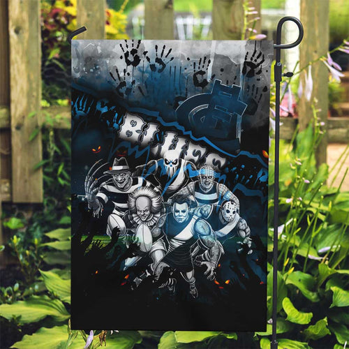 Step Into Horror Domain Blues Football Garden Flag Halloween Horror Movie Characters - Aussie Hoodie