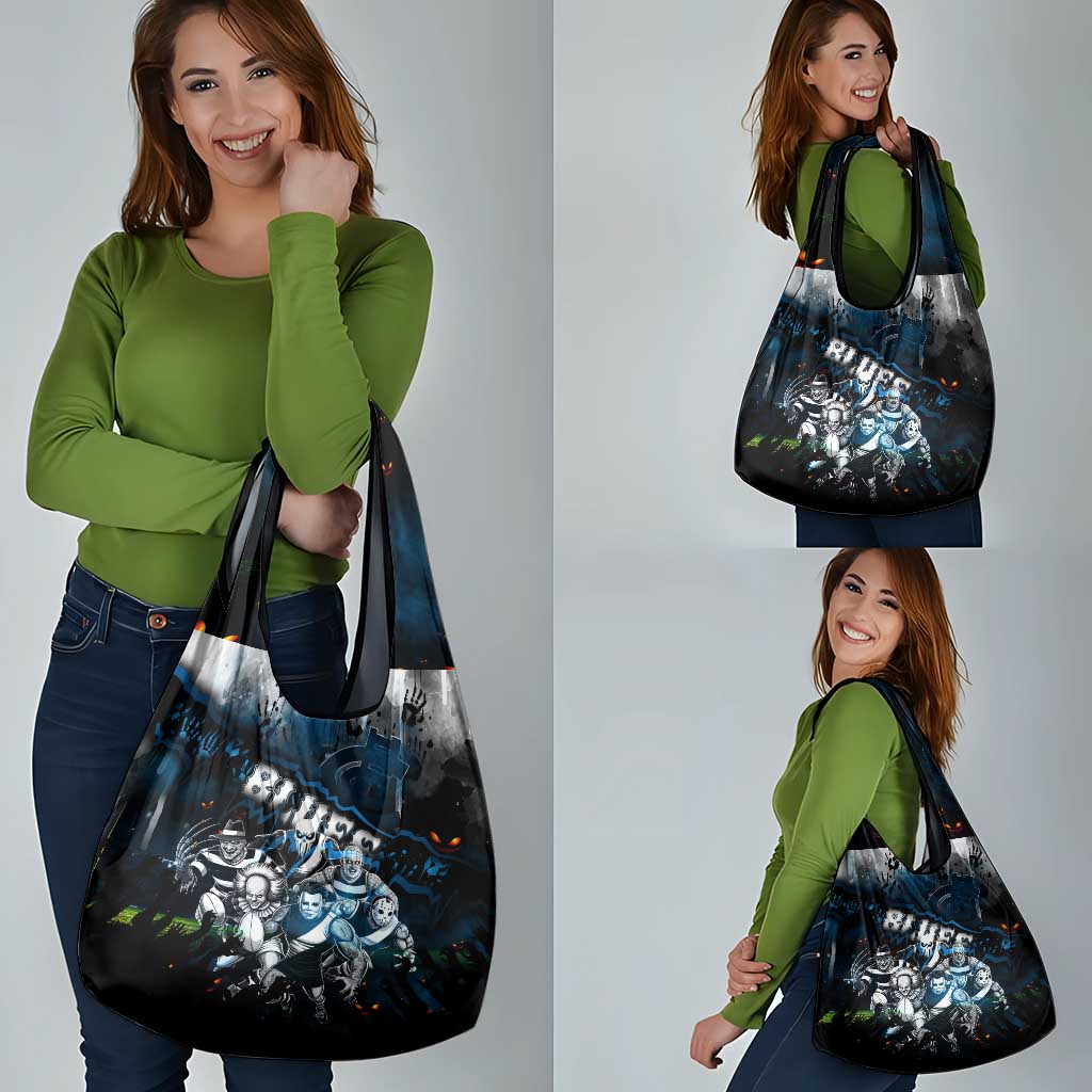 Step Into Horror Domain Blues Football Grocery Bag Halloween Horror Movie Characters - Aussie Hoodie