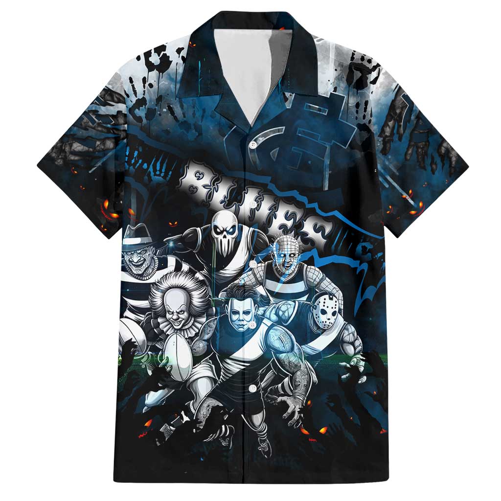 Step Into Horror Domain Blues Football Hawaiian Shirt Halloween Horror Movie Characters - Aussie Hoodie