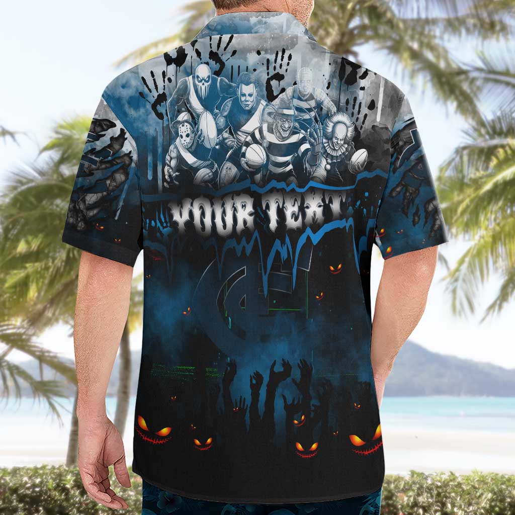 Step Into Horror Domain Blues Football Hawaiian Shirt Halloween Horror Movie Characters - Aussie Hoodie