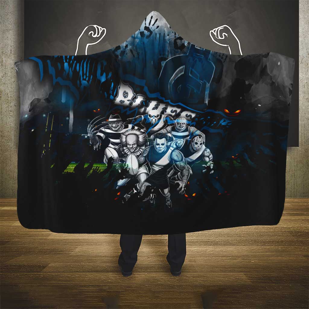 Step Into Horror Domain Blues Football Hooded Blanket Halloween Horror Movie Characters - Aussie Hoodie