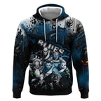 Step Into Horror Domain Blues Football Hoodie Halloween Horror Movie Characters - Aussie Hoodie