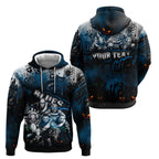 Step Into Horror Domain Blues Football Hoodie Halloween Horror Movie Characters - Aussie Hoodie