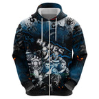 Step Into Horror Domain Blues Football Hoodie Halloween Horror Movie Characters - Aussie Hoodie