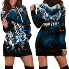 Step Into Horror Domain Blues Football Hoodie Dress Halloween Horror Movie Characters - Aussie Hoodie