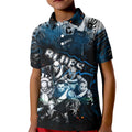 Step Into Horror Domain Blues Football Kid Polo Shirt Halloween Horror Movie Characters - Aussie Hoodie