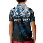 Step Into Horror Domain Blues Football Kid Polo Shirt Halloween Horror Movie Characters - Aussie Hoodie
