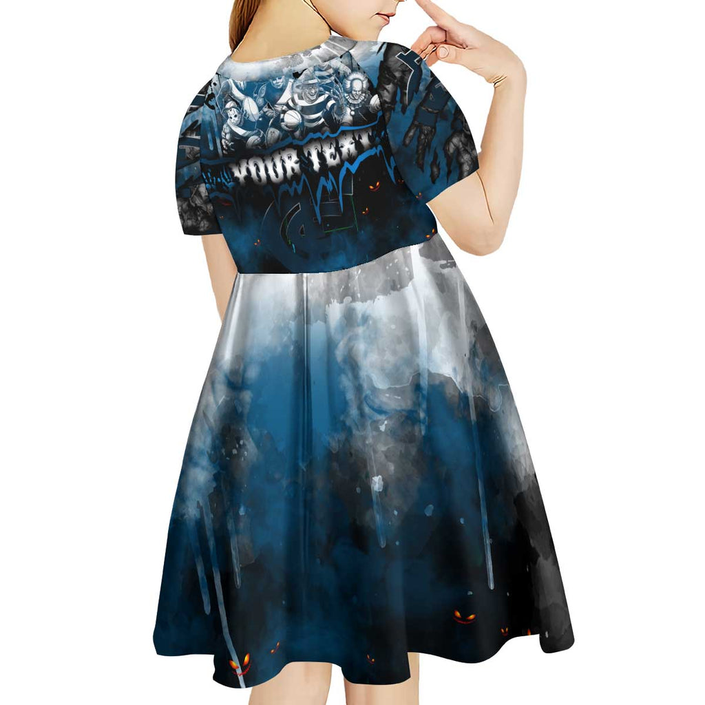 Step Into Horror Domain Blues Football Kid Short Sleeve Dress Halloween Horror Movie Characters - Aussie Hoodie