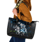 Step Into Horror Domain Blues Football Leather Tote Bag Halloween Horror Movie Characters - Aussie Hoodie