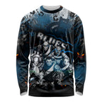Step Into Horror Domain Blues Football Long Sleeve Shirt Halloween Horror Movie Characters - Aussie Hoodie