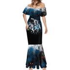 Step Into Horror Domain Blues Football Mermaid Dress Halloween Horror Movie Characters - Aussie Hoodie