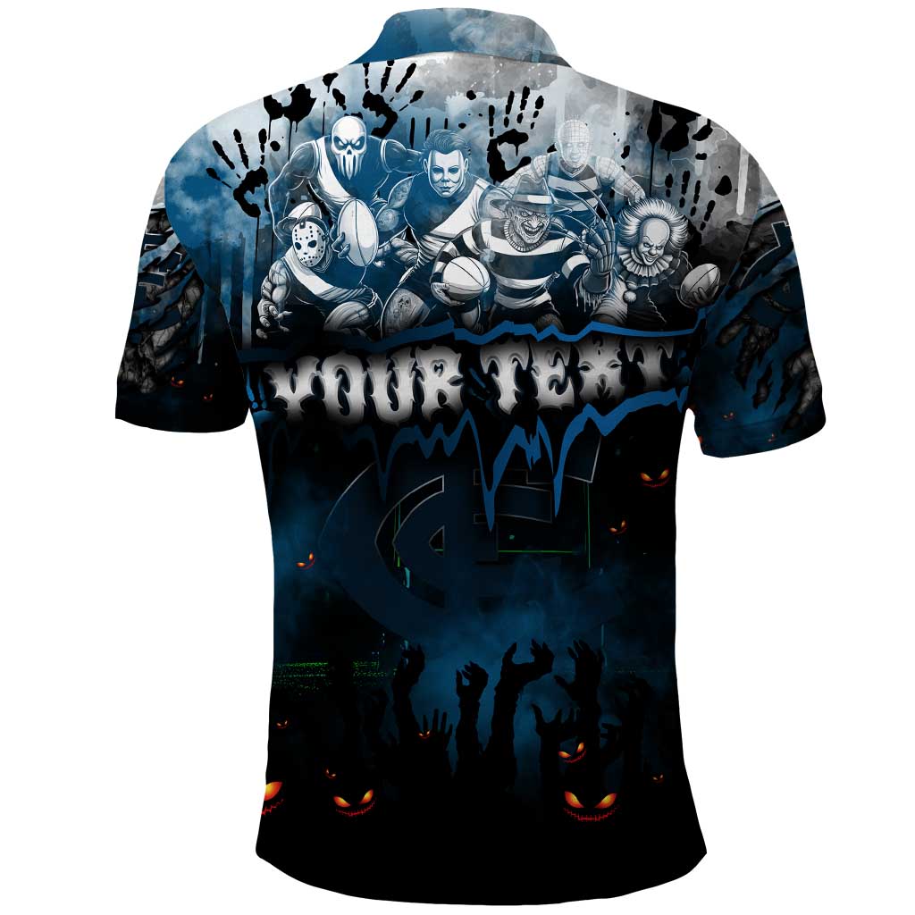 Step Into Horror Domain Blues Football Polo Shirt Halloween Horror Movie Characters - Aussie Hoodie
