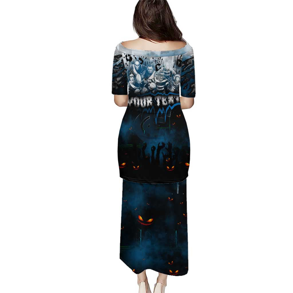Step Into Horror Domain Blues Football Puletasi Halloween Horror Movie Characters - Aussie Hoodie