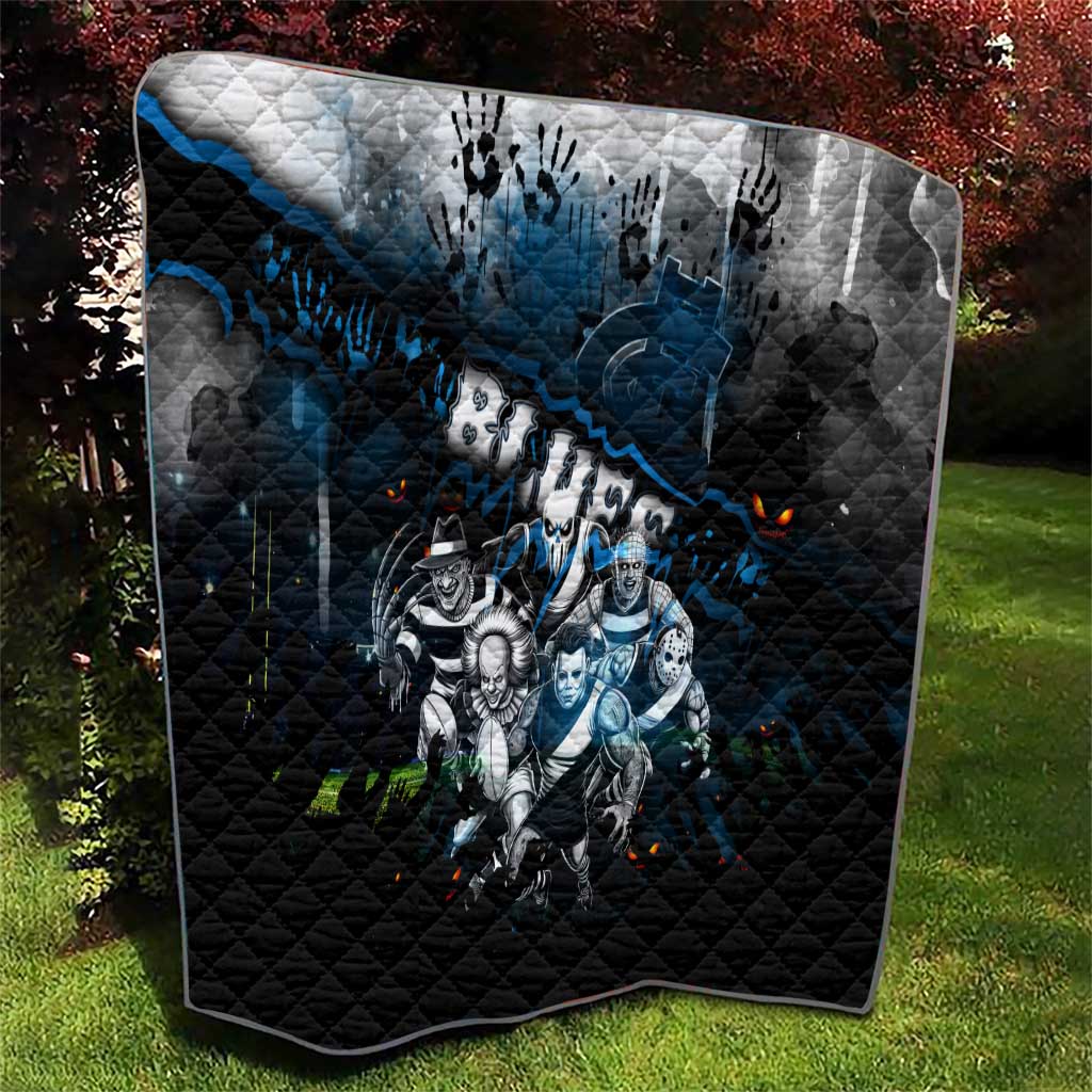 Step Into Horror Domain Blues Football Quilt Halloween Horror Movie Characters - Aussie Hoodie