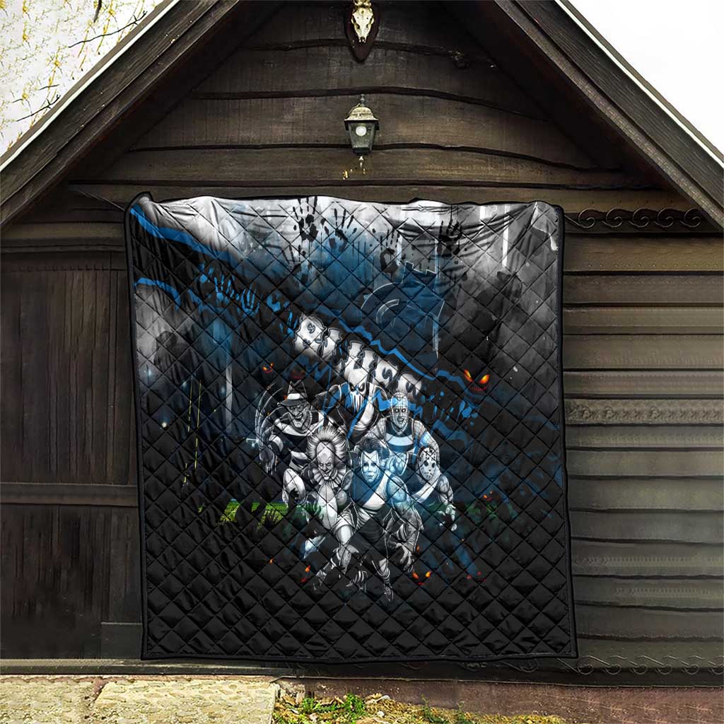 Step Into Horror Domain Blues Football Quilt Halloween Horror Movie Characters - Aussie Hoodie