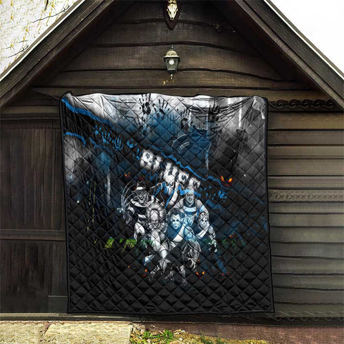 Step Into Horror Domain Blues Football Quilt Halloween Horror Movie Characters - Aussie Hoodie