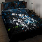 Step Into Horror Domain Blues Football Quilt Bed Set Halloween Horror Movie Characters - Aussie Hoodie