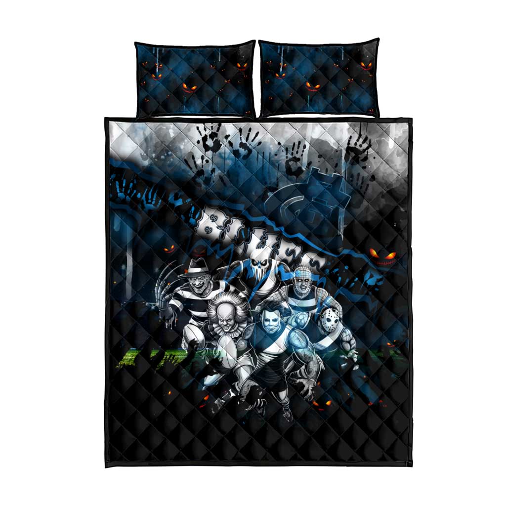 Step Into Horror Domain Blues Football Quilt Bed Set Halloween Horror Movie Characters - Aussie Hoodie