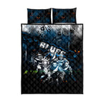 Step Into Horror Domain Blues Football Quilt Bed Set Halloween Horror Movie Characters - Aussie Hoodie
