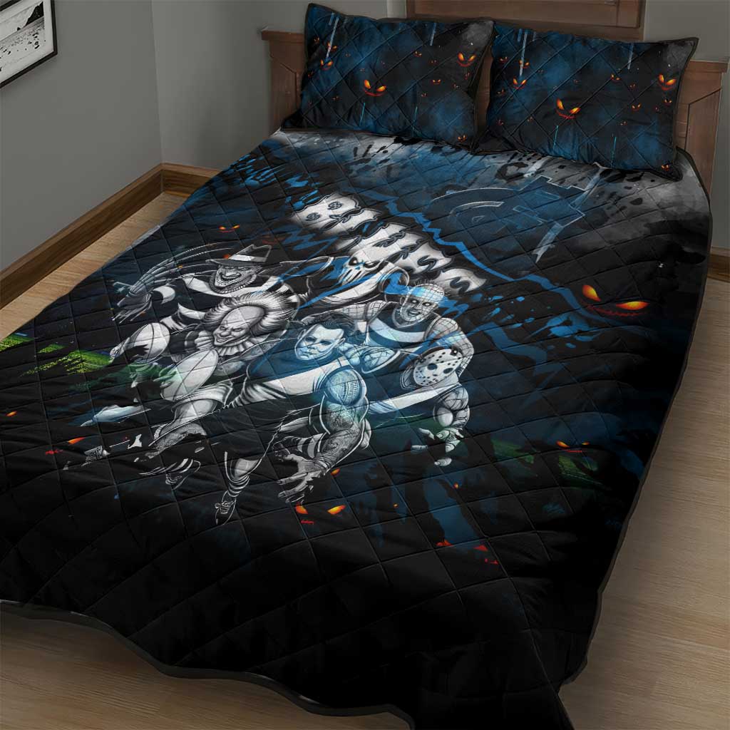 Step Into Horror Domain Blues Football Quilt Bed Set Halloween Horror Movie Characters - Aussie Hoodie