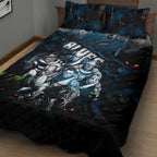 Step Into Horror Domain Blues Football Quilt Bed Set Halloween Horror Movie Characters - Aussie Hoodie