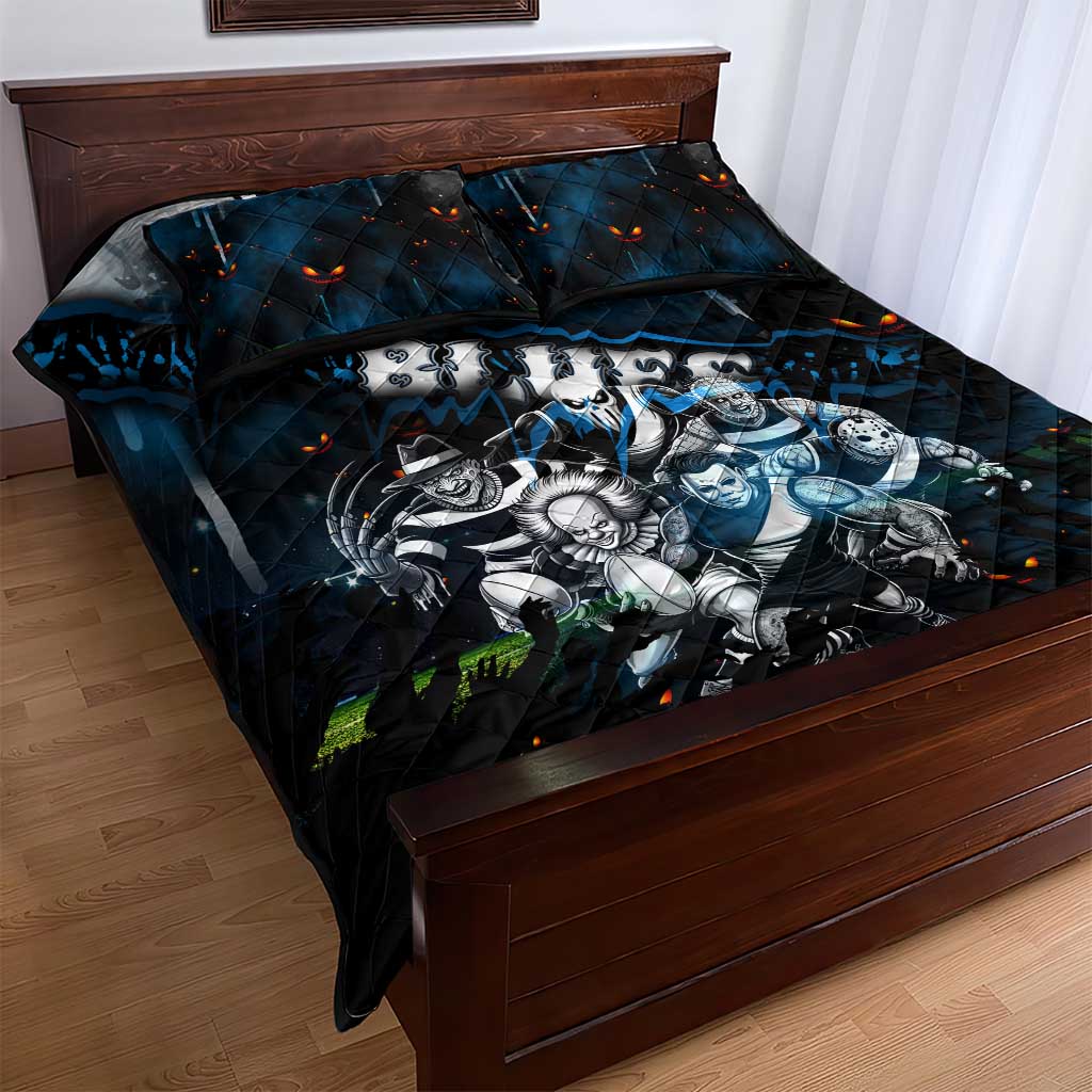 Step Into Horror Domain Blues Football Quilt Bed Set Halloween Horror Movie Characters - Aussie Hoodie