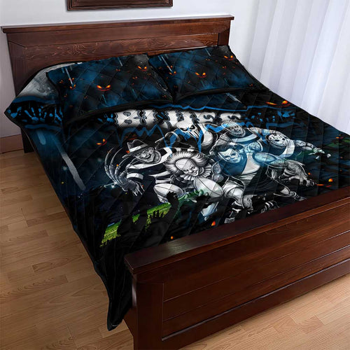 Step Into Horror Domain Blues Football Quilt Bed Set Halloween Horror Movie Characters - Aussie Hoodie