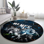 Step Into Horror Domain Blues Football Round Carpet Halloween Horror Movie Characters - Aussie Hoodie