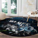 Step Into Horror Domain Blues Football Round Carpet Halloween Horror Movie Characters - Aussie Hoodie
