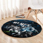 Step Into Horror Domain Blues Football Round Carpet Halloween Horror Movie Characters - Aussie Hoodie
