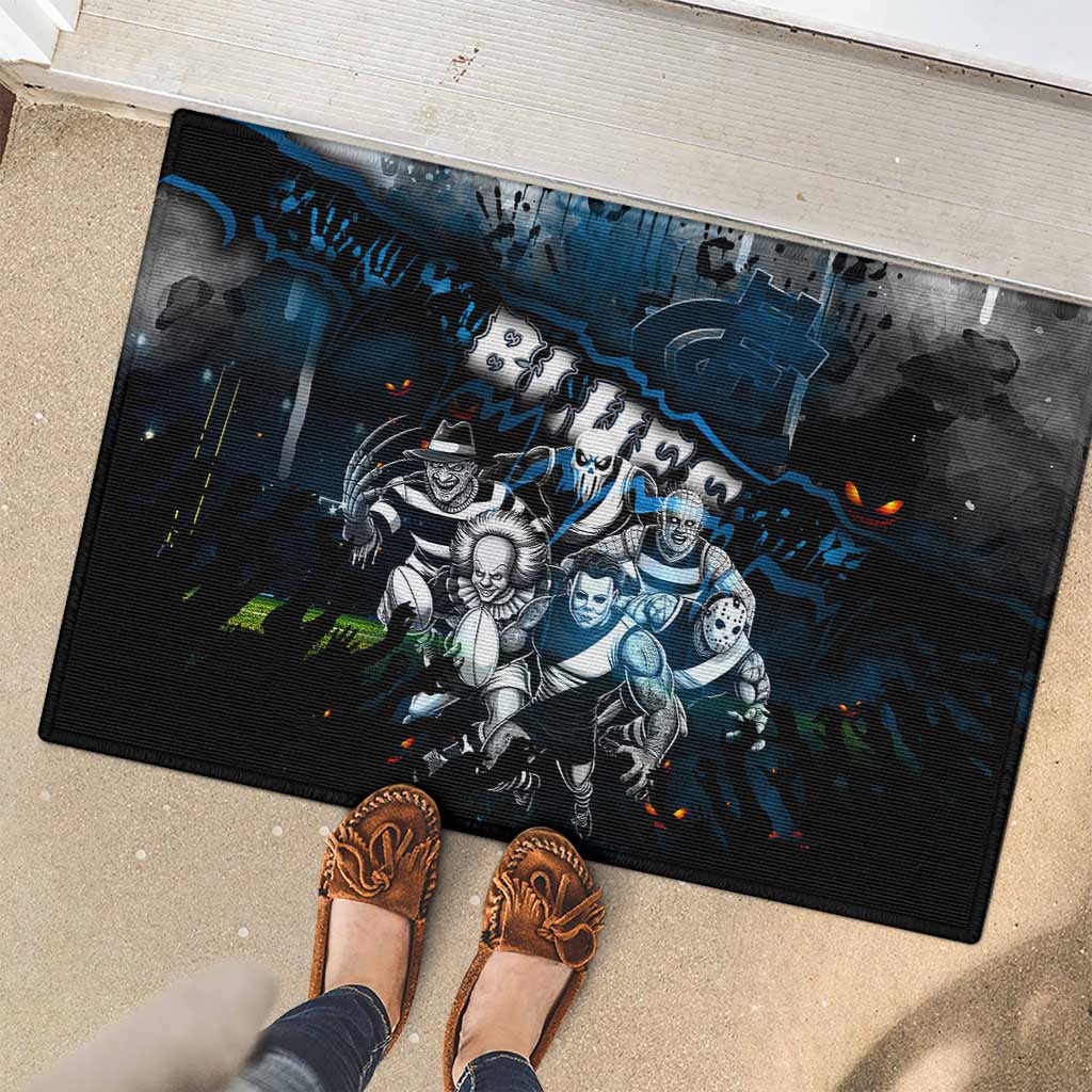 Step Into Horror Domain Blues Football Rubber Doormat Halloween Horror Movie Characters - Aussie Hoodie